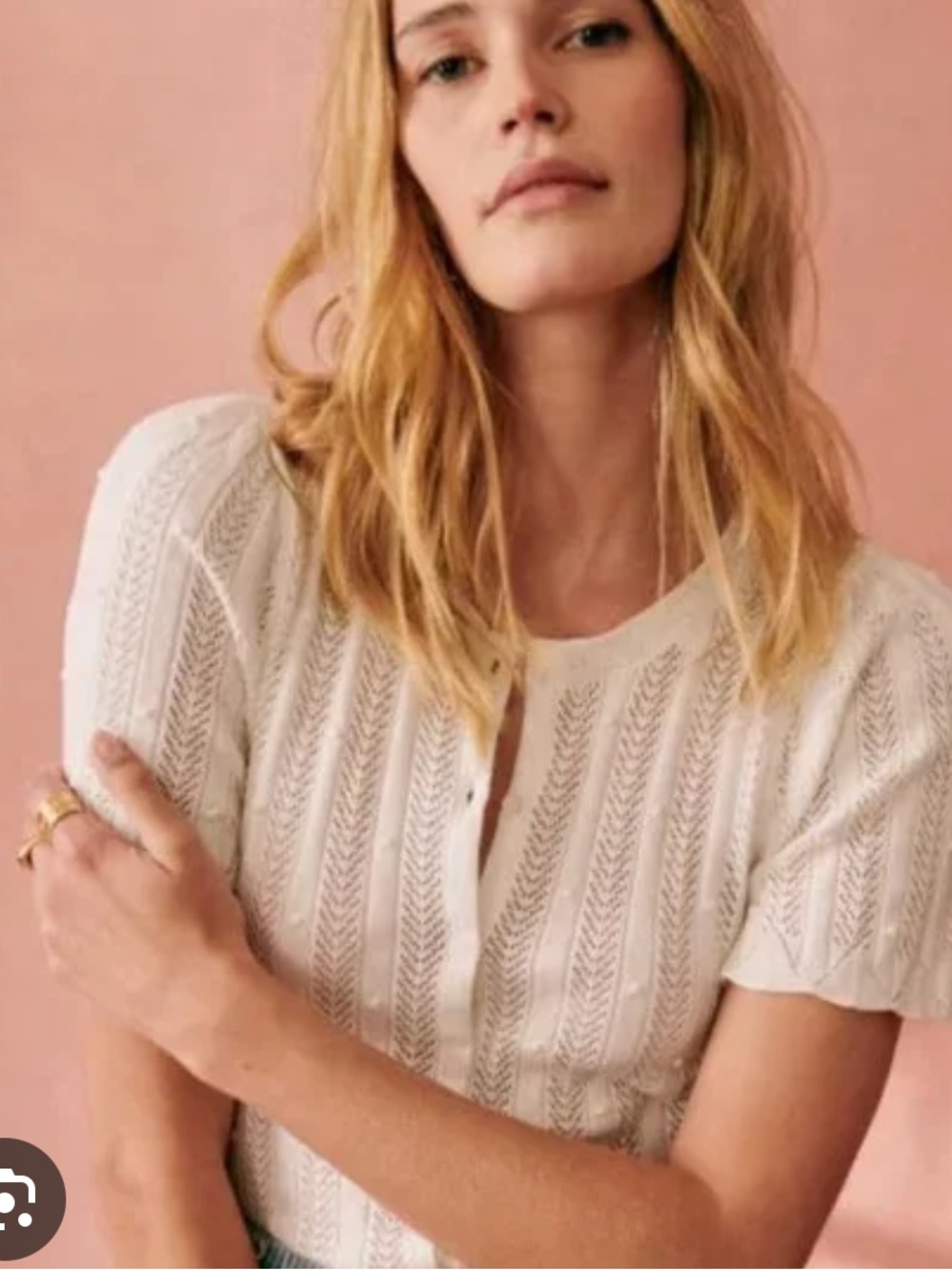 EUC sezane davie cardigan ecru size medium - Picture 14 of 16